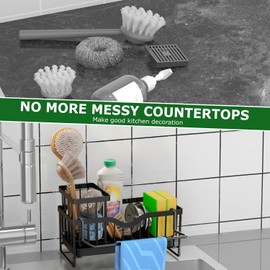 Portaesponjas Para Fregadero De Cocina Con Soporte Alto Para Cepillos, Organizador de Fregadero de Cocina a Prueba de óxido para Esponjas, Organizador de Fregadero para Esponjas, Cepillo y Toalla