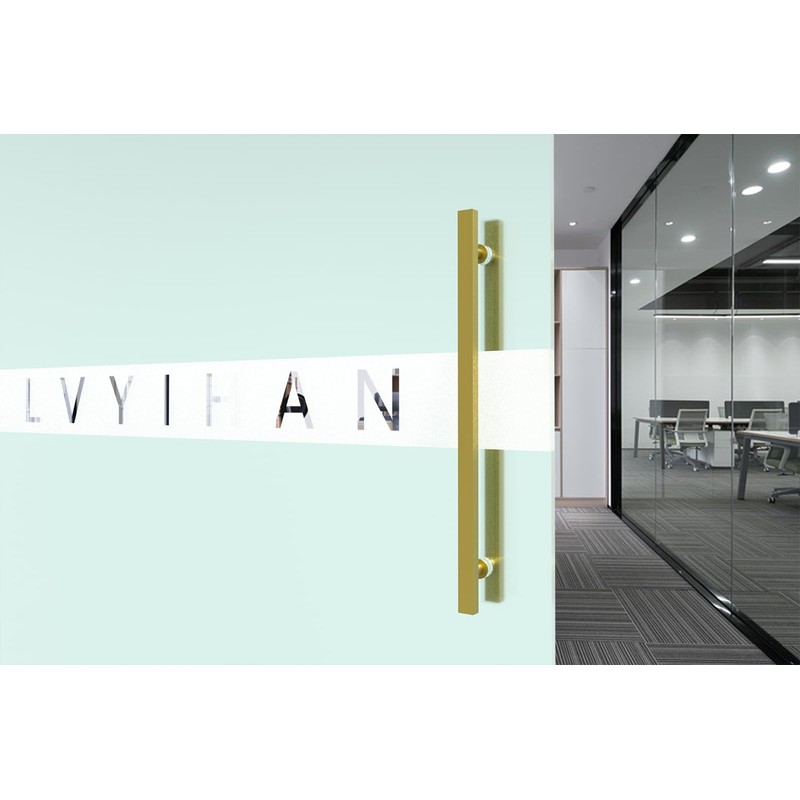 LVYIHAN Titanium Gold Square Barn Door Handles 12"/16"/18"/24"/36"/48"/59'', Pull Push