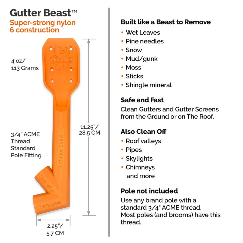 MCCAULEY Gutter Beast Gutter Cleaning from The Ground, Plus Clean