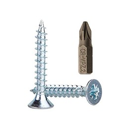 (Pack of 100) Zinc Plated Steel Wood Screws 6.0 x 40mm Pozi Drive Head Screws Fasteners Countersunk Chipboard Screws (Pack of 100)