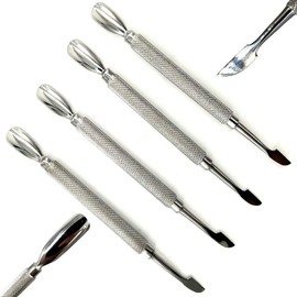 4 pcs Stainless Steel Nail Art Manicure Cuticle Spoon Pusher Remover Tool Set New Care Pedicure Salon Spa Accessories Cutter Nipper Clipper Cut & Cleaner Nippers Grooming Kit (Spoon)