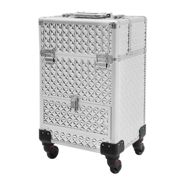 Fichiouy Rolling Makeup Train Case with Wheels & Telescopic Handle,Lockable