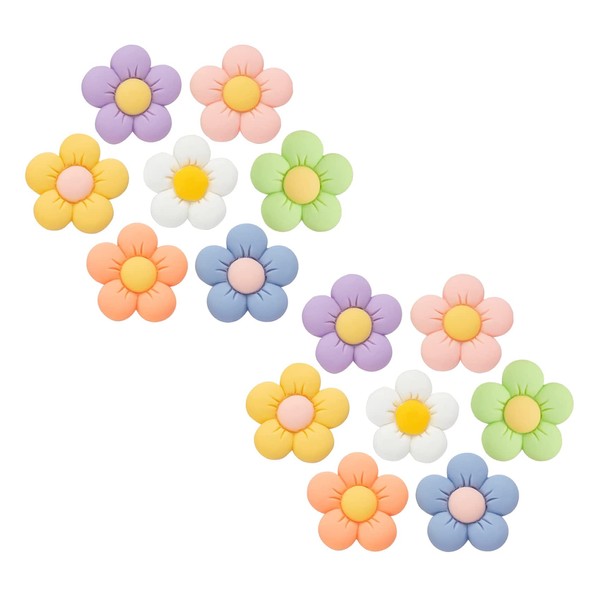NEVEGE 14PC Flower Shoe Charms for Girls Cute Flower Designer Shoe Charms for Adults Teens Kids Kawaii Shoe Decoration Charms with Buttons for Clog Sandals Birthday Party Gift