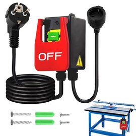 Mineup Single-phase on/off switch, 250 V 16 A emergency stop switch, safety switch with socket, zero voltage switch, machine switch for quick switching off of milling table