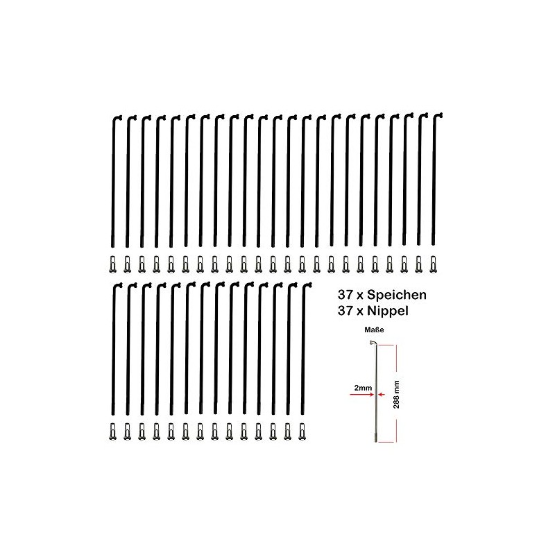 37 Pieces Spokes 288 mm spokes Black Frame 2 mm