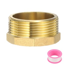 sourcing map Brass Outer Hex Thread Fittings, G1-1/2 Male Brass Plug Male Threaded Socket Pipe Plug Fitting Brass Plugs Fitting Hex Head Plug for Water Oil Gas