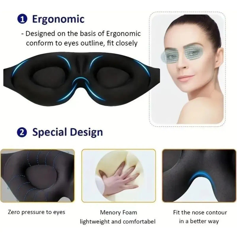 MENGYUAN - 2ps 3d Antifaz Para Dormir No Presiona Ojos
