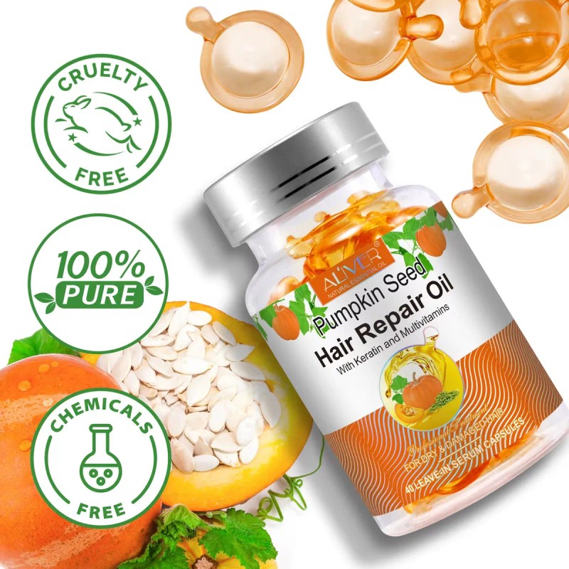 Cápsulas Cabello Óleo Calabaza Crecimiento Capilar Nutre