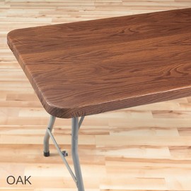 Miles Kimball Wood Grain Vinyl Elasticized Banquet Table Cover, Soft Fleece Back, Indoor Décor - Measures 48" x 24" Oblong, Oak