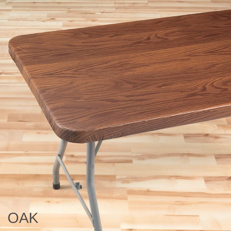 Miles Kimball Wood Grain Vinyl Elasticized Banquet Table Cover, Soft