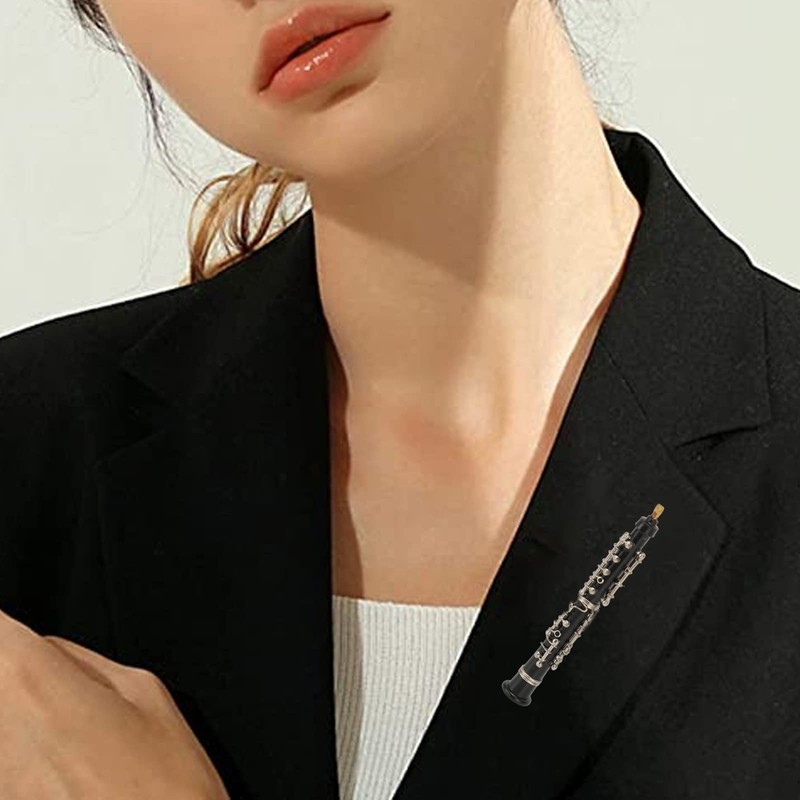 Miniature Oboe Brooch, Musical Instrument Fashion Lapel Brooch with Case