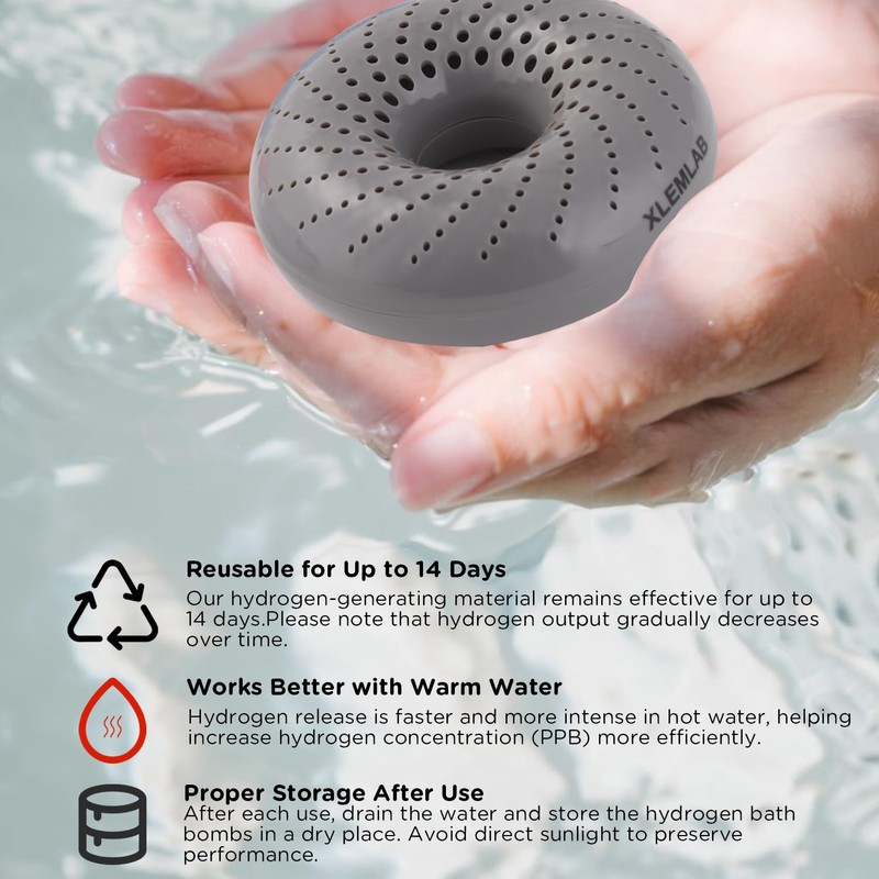 XLEMLAB H2 Hydrogen Bath Bombs – Molecular Hydrogen Tablets for