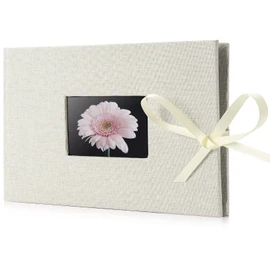 Fabmaker Small Photo Album 4x6, Picture Album Holds 24 Horizontal Photos, Linen Fabric Cover Picture Book for Photos with Front Window, Mini Brag Book Photo Books for Weddings Family Boudoir