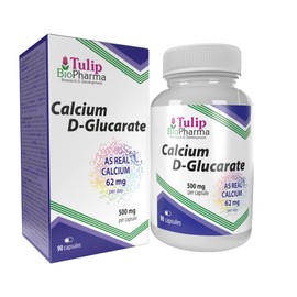 Tulip BioPharma Tulip BioPharma Calcium D-Glucarate 500mg 90 Capsules, 3rd Party lab Tested, High Strength Supplement, No Fillers or Bulkers, Gluten and GMO Free
