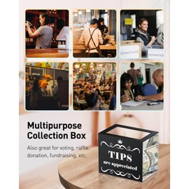 Uniclife Acrylic Tip Jar for Bartending, 15 x 10 x 12.7 cm, Plastic Tip Jar, Drinking Box for Bars, Cafés, Donation Box