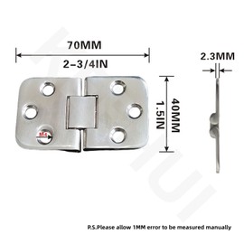 Keehui Stainless Steel 316 CAST SOLID Marine Grade 180 Degree Flush Mount Hatch Hinge 2-3/4in x 1-1/2in(70mmx40mm) for Boat, RVs (Pair)