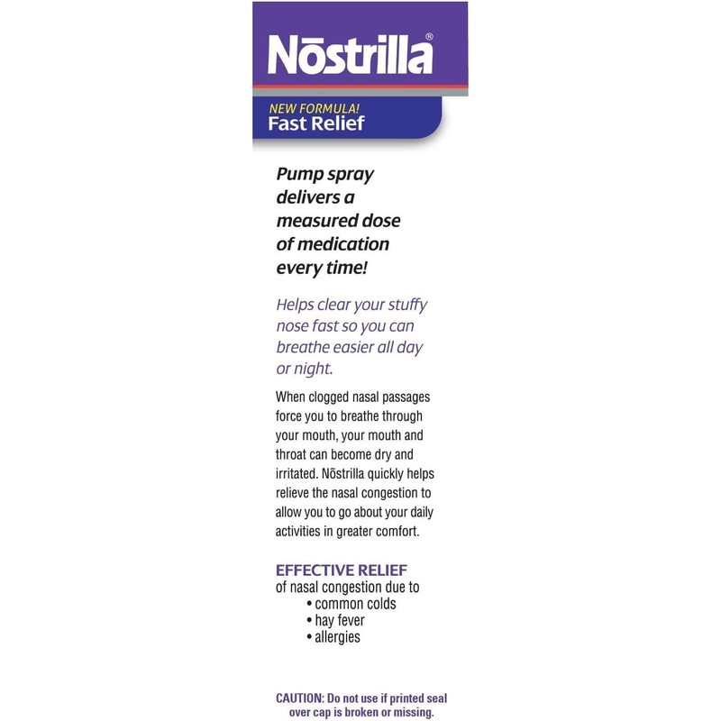 Nostrilla Nostrilla Nasal Decongestant Spray, Stuffy Nose Relief, 0.5 oz