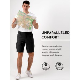 Dababell Mens Hiking Cargo Shorts Stretch Quick-Dry Outdoor Casual Work Shorts for Men Camping Fishing with 5 Pockets-L Black