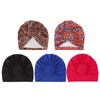 DRESHOW 5 Pack Women Turban African Pattern Knot Headwrap Beanie