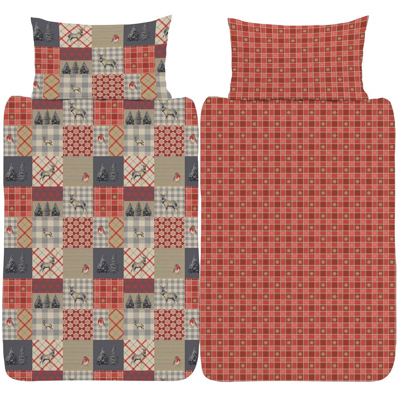 K Collection Winter Patchwork Duvet Cover - Christmas Patchwork Design