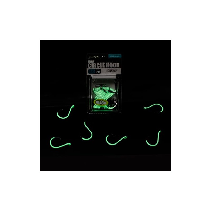 BKK Heavy Circle Hooks Glow Bulk Pack 8/0 Qty 25