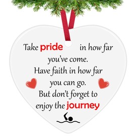 Inspirational Swimmers Christmas Ornaments Swimming Lover Gift for Men Women Ceramic Hanging Ornament Gifts for Swimmers Swimming Team Encouragement Gifts for Swimming Coach Team Leader Birthday Gifts