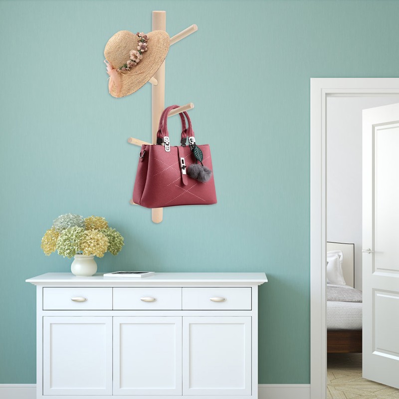 Punch Free Wall Mounted Coat Rack Towel Hanger Tree Branch