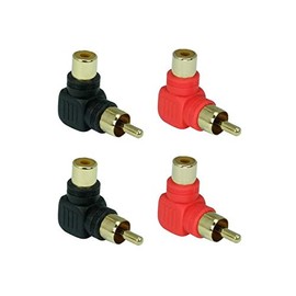 SunshineTronic 90° Angle RCA Adapter | RCA Male to RCA Female (Pack of 4)