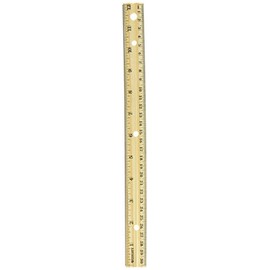 Westcott Hole Punched Wood Ruler English and Metric with Metal Edge, 12 Inches, 2 Packs