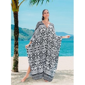 Yanziliu Kaftan Dress for Women,2025 Plus Size Hawaiian Batwing Sleeve Beach Cover Up Summer Swimsuit Dresses