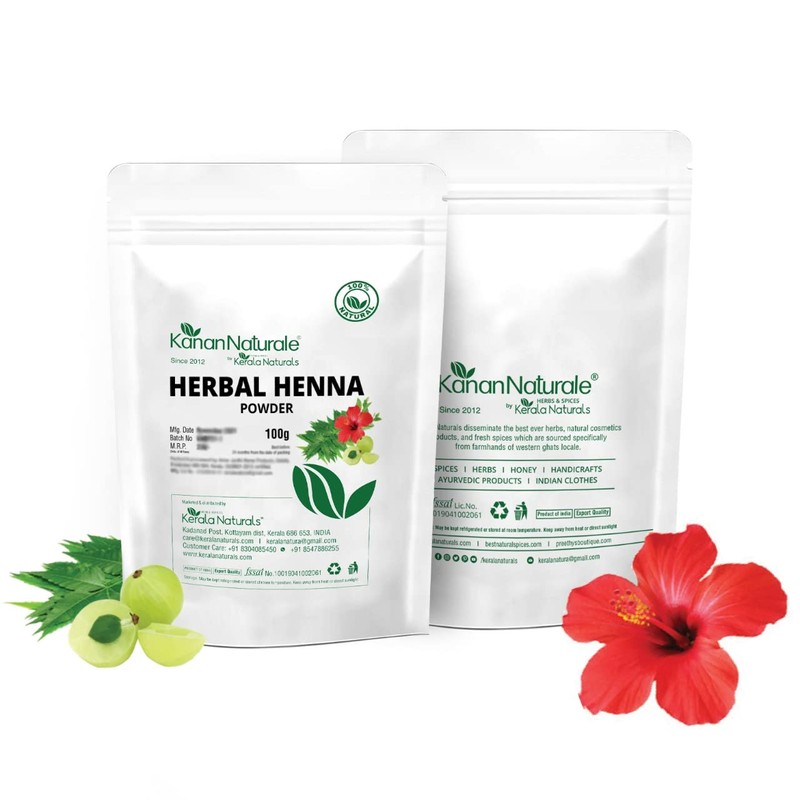 Kerala Naturals Herbal Henna Powder 100g - enriched with 12