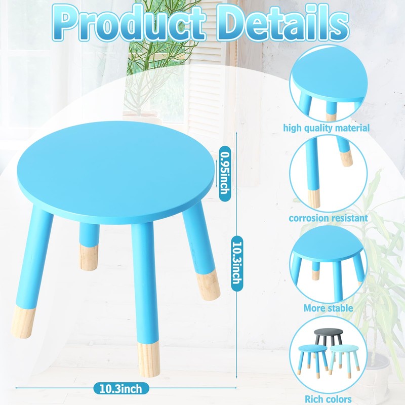 Wenqik 3 Pcs Wooden Step Stool 10.3 Inches Wood Solid