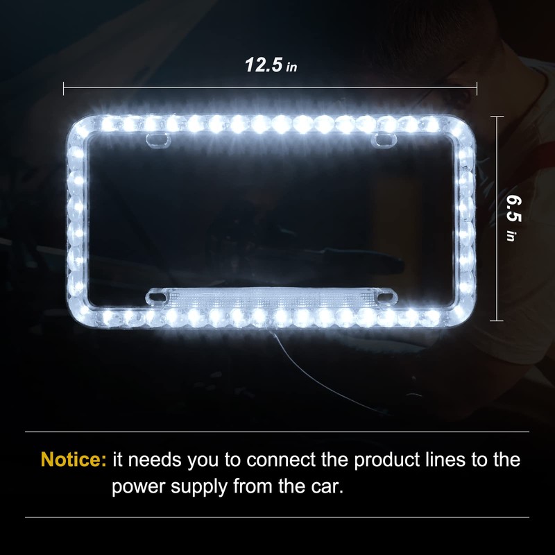 Follicomfy 12 V 54 LED Color Light License Plate Frame