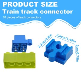 Tomedeks 10 Pieces Plastic Train Track Accessories, 3.8 * 2.3 * 2Cm Train Track Connectors Rail Connection,Track Adapter Compatible With Most Major Wooden Railway Brands Duplo/Brio(Blue,C)