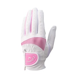 Callaway Glove SOLAIRE LH WMS WHT/PNK 21 25 (8.3 inches (21 cm), Left Hand Worn [Right Handed]), White/Pink, Women's