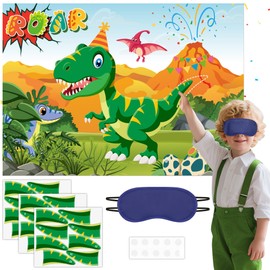 Joy Bang Pin The Tail on The Dinosaur, Pin The Tail Game for Kids, Dinosaur Birthday Decorations Crafts Party Activities Dino Favors Supplies Gifts Toys for Kids 6-8