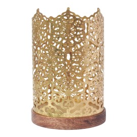 Hosley Metal Diamond Cut Design Candle Holder 7.5 Inch High, Gold Perfect for Home Decor, Lighting, Wedding, Parties, Gifting