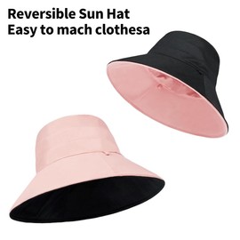 Peicees Reversible Bucket Hat with Wide Brim Sun Protection Hat for Women UPF 50+ UV Sunshade Hat Beach Travel Hiking Garden Grey