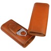 AMANCY Premium 3- Finger Brown Leather Cigar Case, Cedar Wood