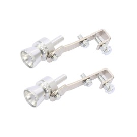 Motoforti 2pcs M Size Aluminum Alloy Universal Turbo Sound Exhaust Muffler Pipe Whistle Car Roar Maker Silver Tone Long-Lasting