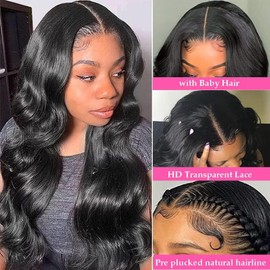 Jreitsere Real Hair Wig, 13 x 4 x 1, T-Part Lace Front Wig, Body Wave Wig with Natural Hairline, Brazilian Hair Wigs, Lace Frontal Wigs, 150% Density, Glueless Wig, 18 Inches (45.6