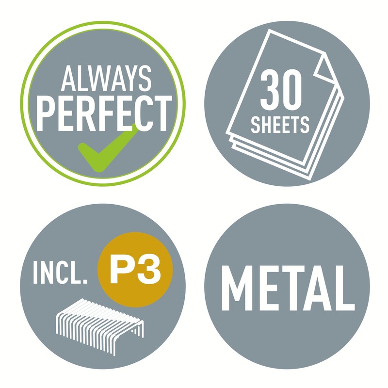 Leitz 55020030 Ergonomic Metal Stapler, Light Blue