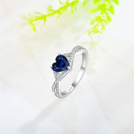 CARICY 925 Sterling Silver Infinity Heart Ring September Sapphire Birthstone Promise Ring for Women Wedding Engagement Birthday Jewelry Size 9