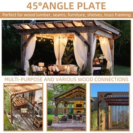 Rasugarlary 135-Degree Steel Flat Bracket, 4 Pcs Angled Brackets Fixing Mending Plates, Black Repair Plate Corner Brace With Screws Set for Wood Lumber Timber Connectors