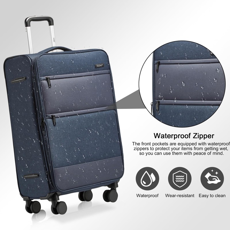 Kono Small Carry On 22x14x9 Softside Airline Approved Luggage with