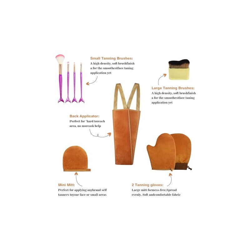 Set Piezas Autobronceador Incluye Guante Exfoliante Aplicador Loción Bronceadora Espalda
