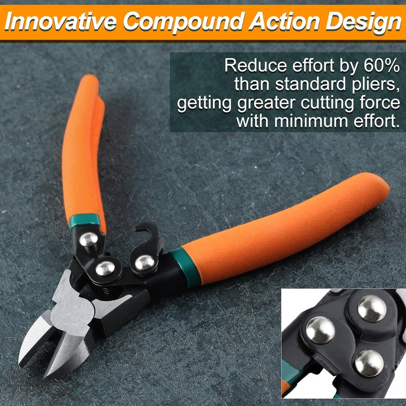 SPEEDWOX Compound Action Diagonal Cutters 6.5-Inch Wire Cutters Side Cutters