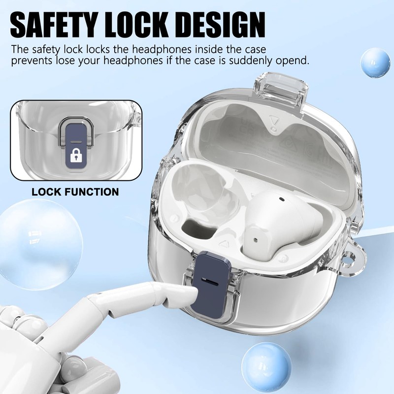 [Secure Lock] Clear Case for JBL Tune Flex Case Cover