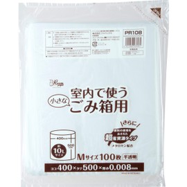 Japax PR108 Trash Bags, Translucent, Width 15.7 x Height 19.7 inches (40 x 50 cm), Thickness 0.008 mm, Approx. 2.6 gal (10 L), Room Project, For Indoor Use, Trash Cans, Plastic Bags, Pack of 100