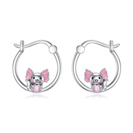 VONALA Animal Hoop Earrings Silver 925 Bee / Axolotl / Pig / Penguin / Starfish Earrings Hoop Animal Jewellery for Women Girls, Sterling Silver